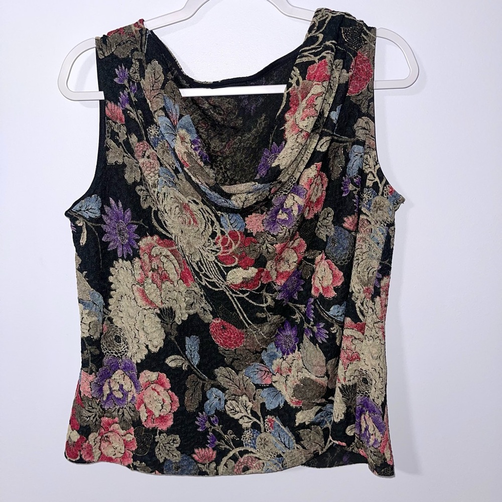 Vintage MSK Y2K Cowl Neck Tapestry Like Material